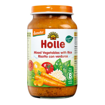 HOLLE, JAR MIXED VEGETABLES WITH RICE (8M) 220G BIO (V)