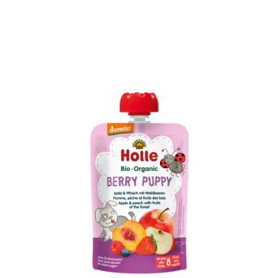 HOLLE, POUCH BERRY PUPPY - APPLE PEACH FOREST FRUITS (8M) 90G BIO (V)