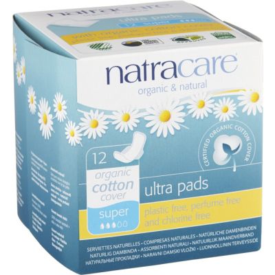 NATRACARE, ULTRA PADS SUPER WITH WINGS 12pcs