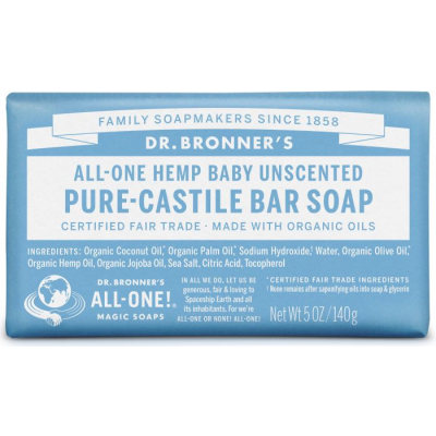 DR. BRONNERS, UNSCENTED BABY CASTILE SOAP 140G