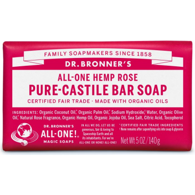 DR. BRONNERS, HEMP ROSE CASTILE SOAP 140G