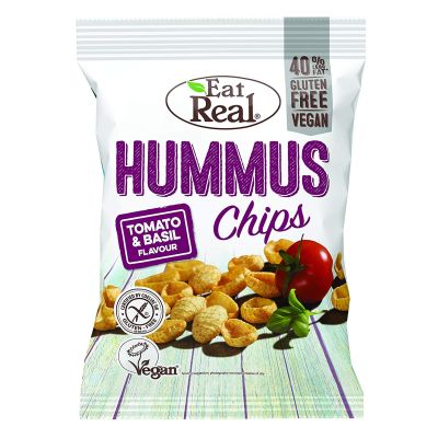 EAT REAL, HUMMUS CHIPS TOMATO BASIL 45G