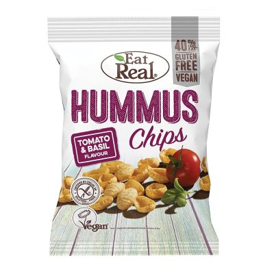 EAT REAL, HUMMUS CHIPS TOMATO BASIL 135G