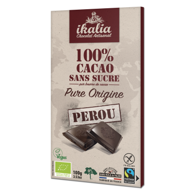SAVEURS, IKALIA COCOA CHOCOLATE 100%  100G BIO