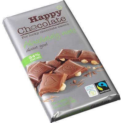 HAPPY CHOCOLATE, ABSOLUTELY NUTS 180G BIO