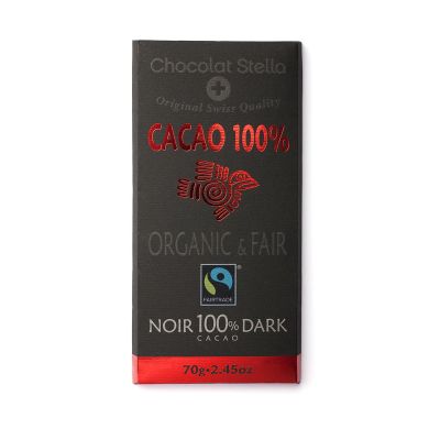 CHOCOLAT STELLA, 100% DARK CHOCOLATE 70G BIO